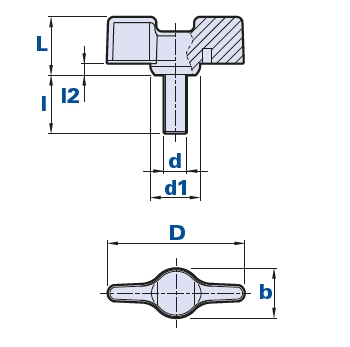 Wing nut with threaded pin