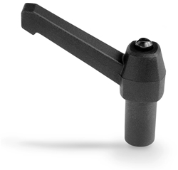 Adjustable clamping lever with threaded bush and high hub