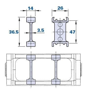 Separator for cable-carrying chain model 572