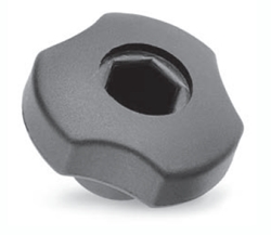 3-lobe knob with hexagonal seat for screws and nuts